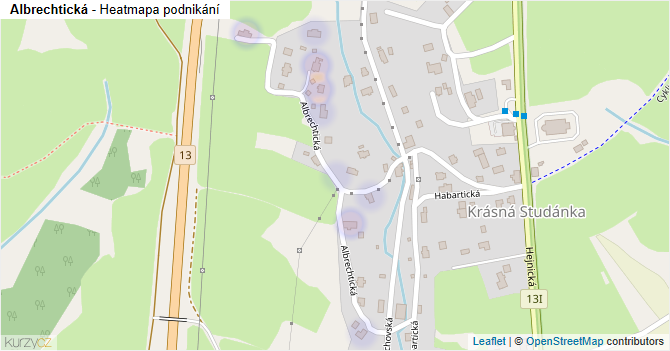 Albrechtická - mapa podnikání