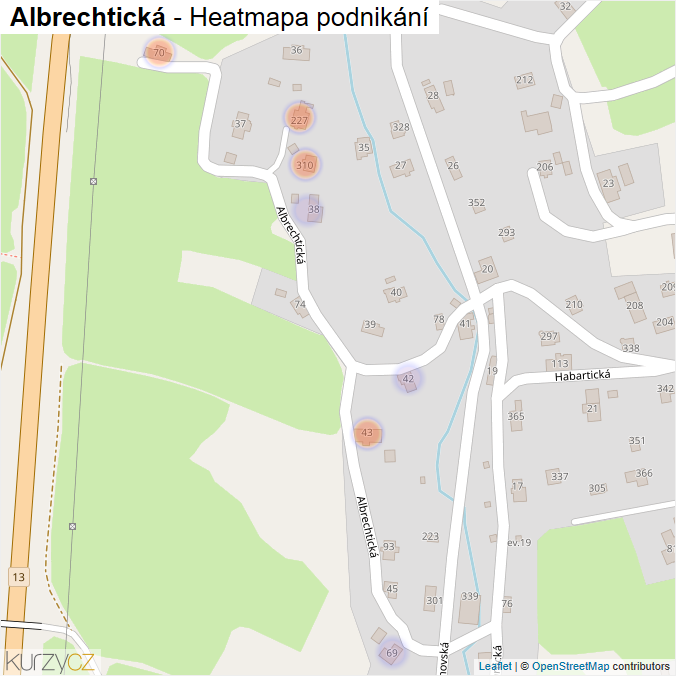 Mapa Albrechtická - Firmy v ulici.