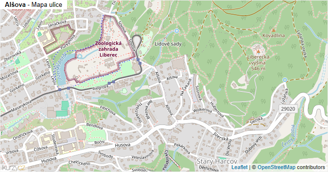 Alšova - mapa ulice