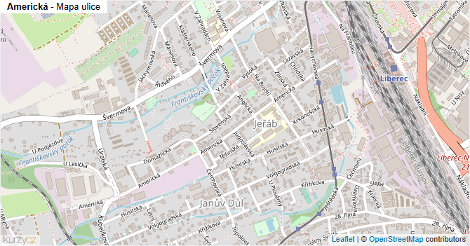 Americká - mapa ulice