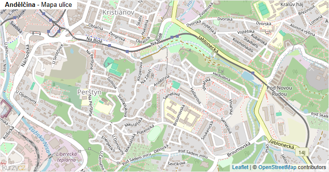 Andělčina - mapa ulice