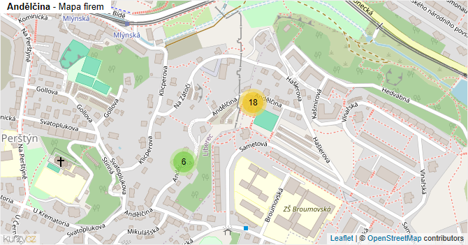 Andělčina - mapa firem