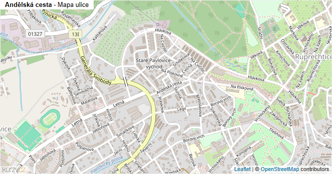 Andělská cesta - mapa ulice