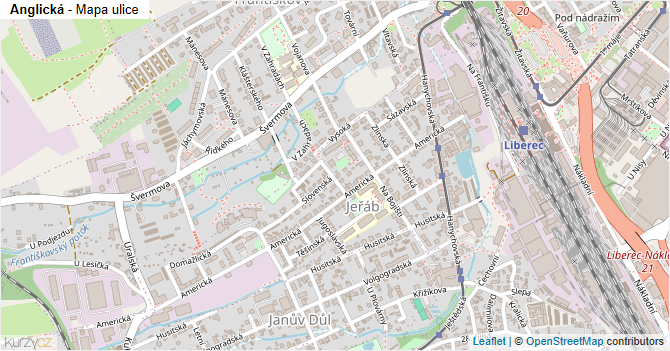 Anglická - mapa ulice