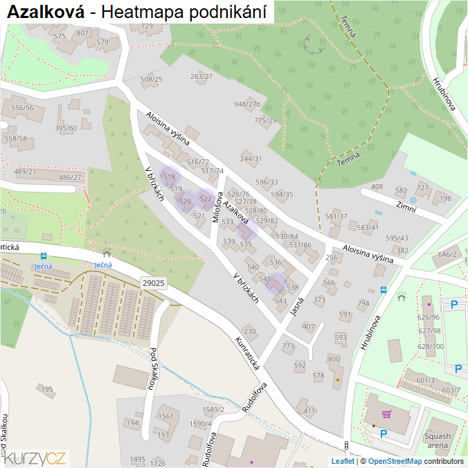 Mapa Azalková - Firmy v ulici.