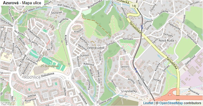 Azurová - mapa ulice