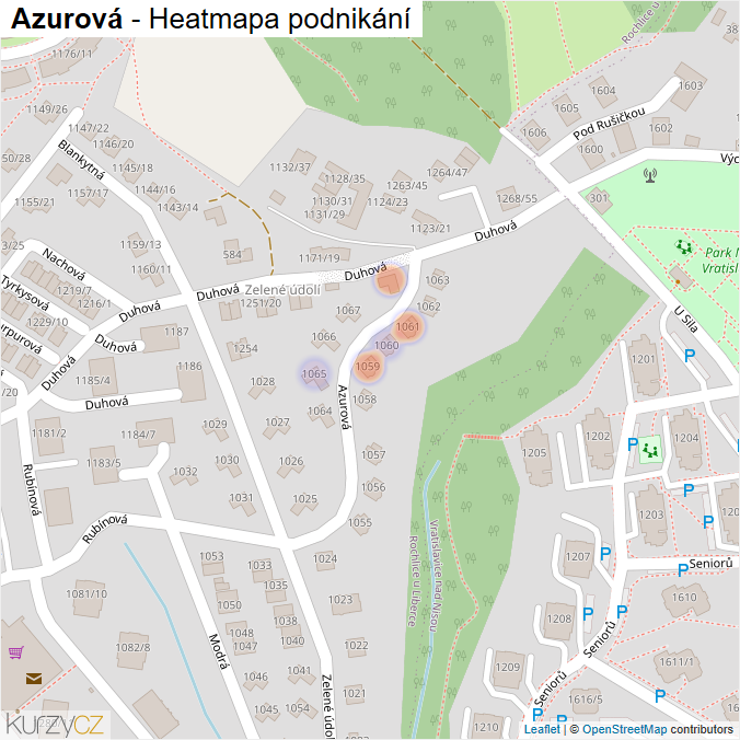 Mapa Azurová - Firmy v ulici.