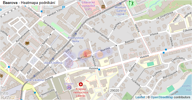 Baarova - mapa podnikání