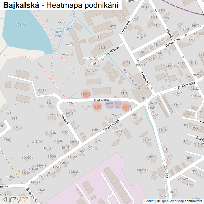 Mapa Bajkalská - Firmy v ulici.