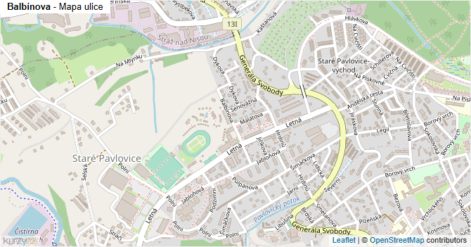 Balbínova - mapa ulice