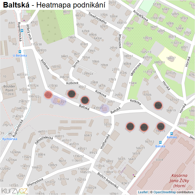 Mapa Baltská - Firmy v ulici.