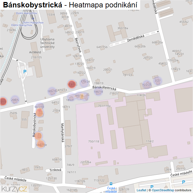 Mapa Bánskobystrická - Firmy v ulici.