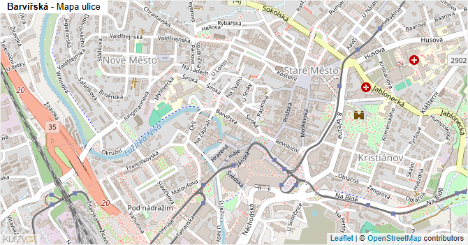 Barvířská - mapa ulice