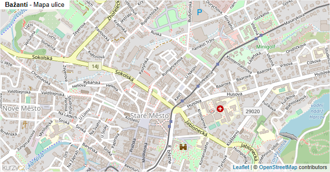 Bažantí - mapa ulice