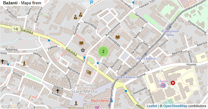 Bažantí - mapa firem