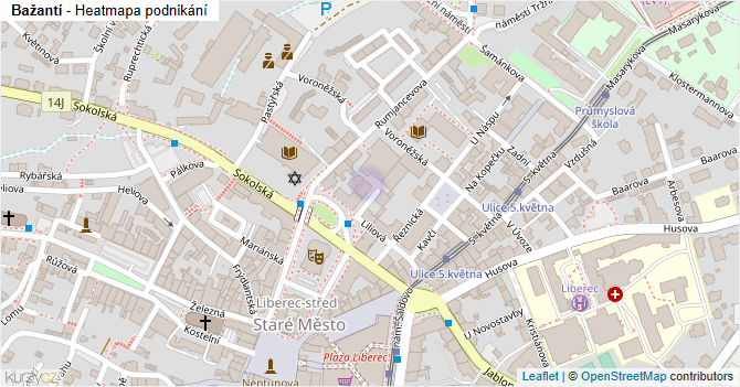 Bažantí - mapa podnikání