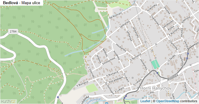Bedlová - mapa ulice