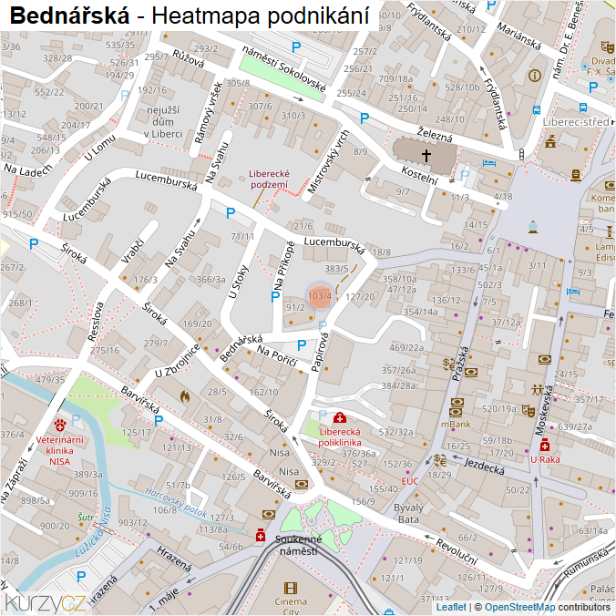 Mapa Bednářská - Firmy v ulici.