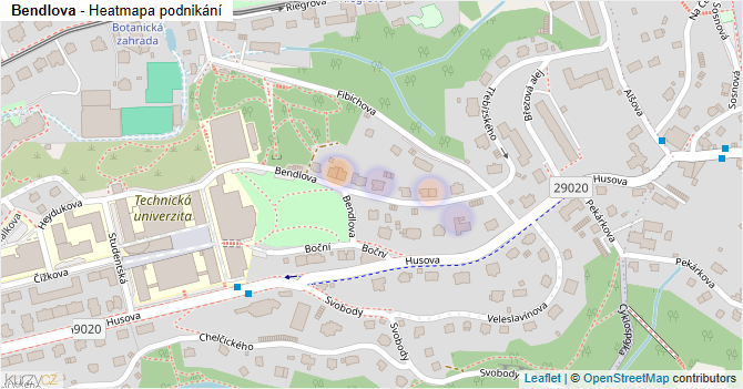 Bendlova - mapa podnikání