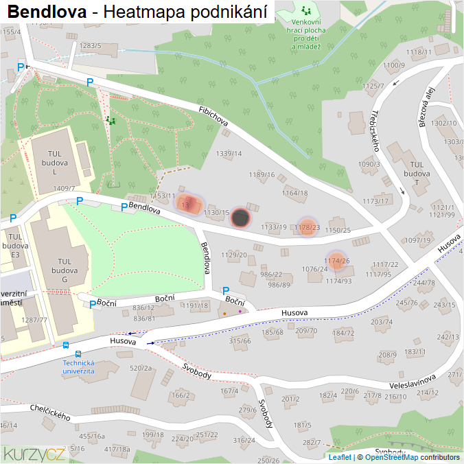 Mapa Bendlova - Firmy v ulici.