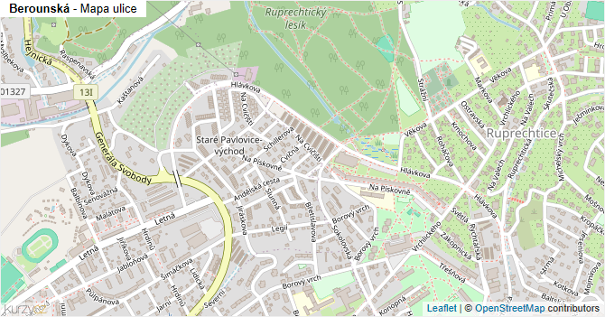 Berounská - mapa ulice