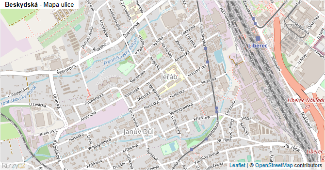 Beskydská - mapa ulice