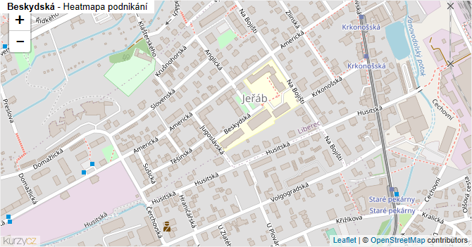 Beskydská - mapa podnikání