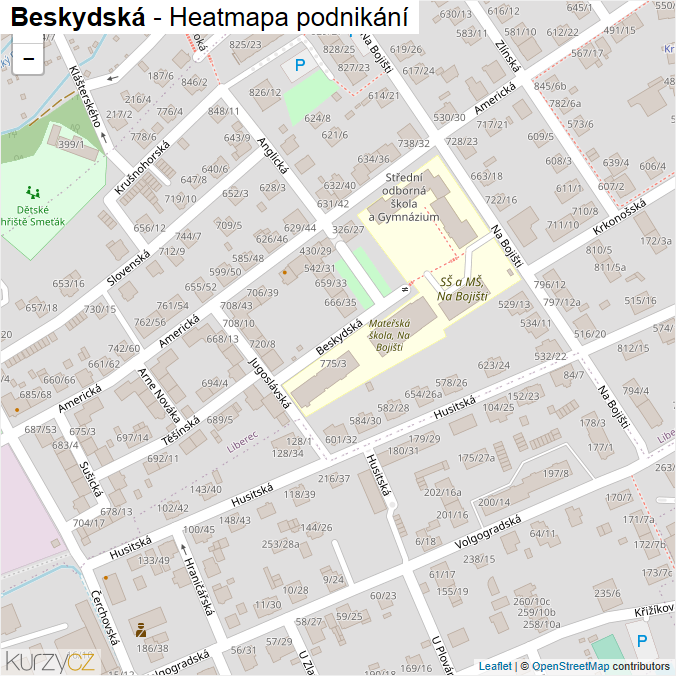 Mapa Beskydská - Firmy v ulici.