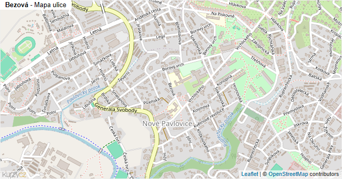 Bezová - mapa ulice