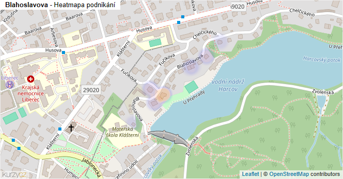 Blahoslavova - mapa podnikání