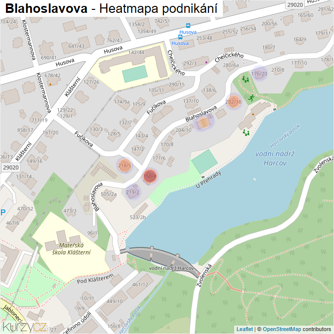 Mapa Blahoslavova - Firmy v ulici.