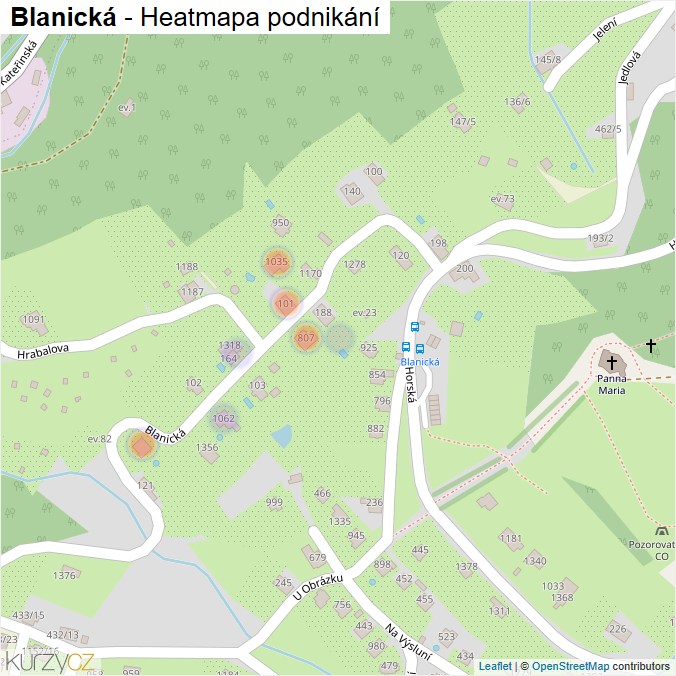 Mapa Blanická - Firmy v ulici.