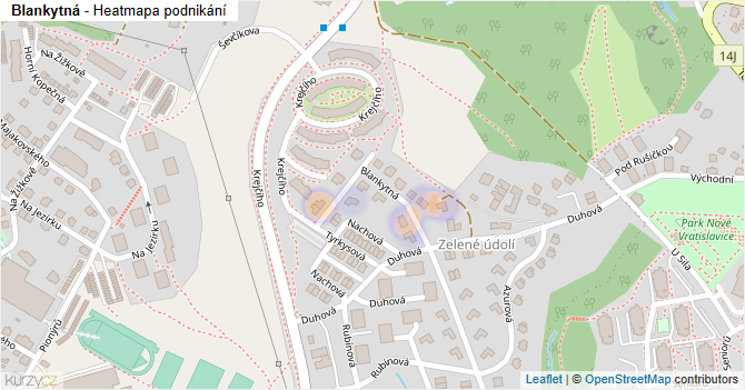 Blankytná - mapa podnikání