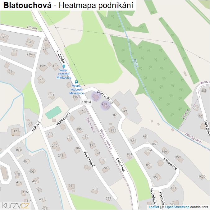 Mapa Blatouchová - Firmy v ulici.