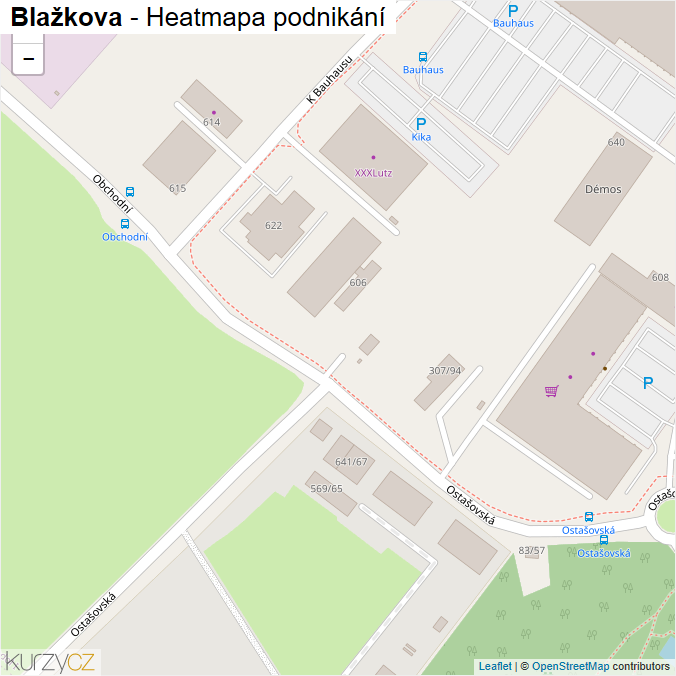 Mapa Blažkova - Firmy v ulici.