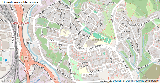 Boleslavova - mapa ulice