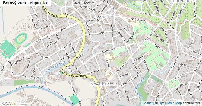 Borový vrch - mapa ulice