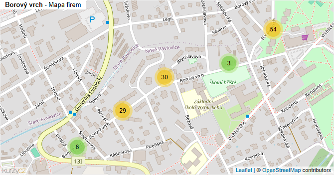 Borový vrch - mapa firem