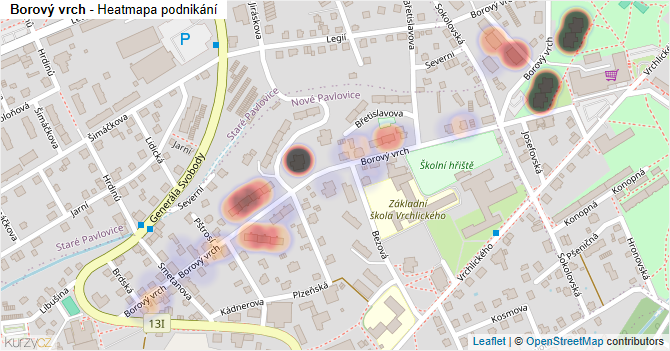 Borový vrch - mapa podnikání