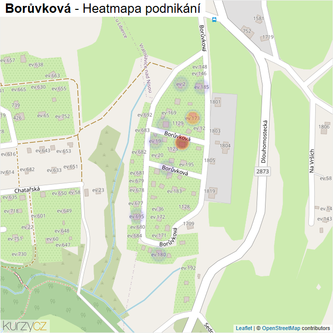 Mapa Borůvková - Firmy v ulici.