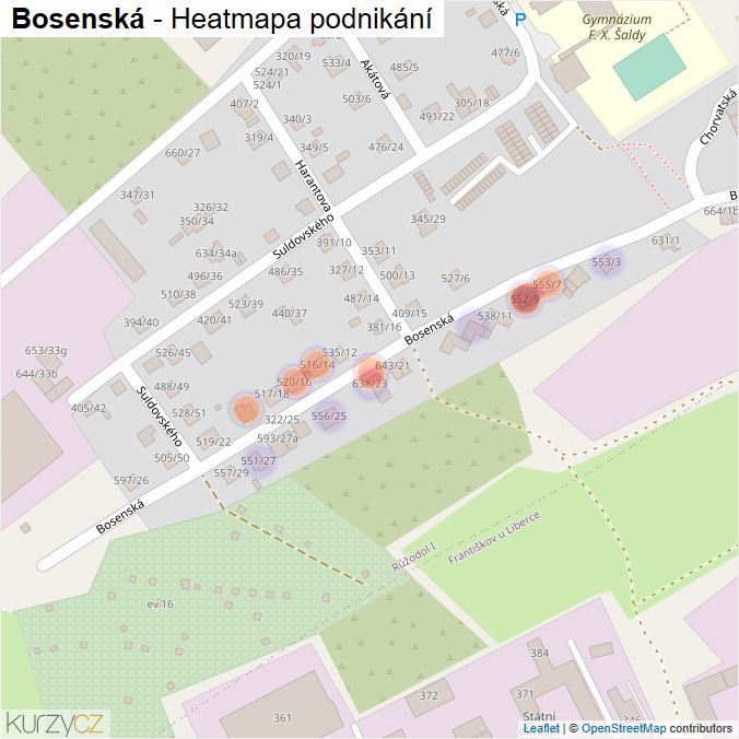 Mapa Bosenská - Firmy v ulici.