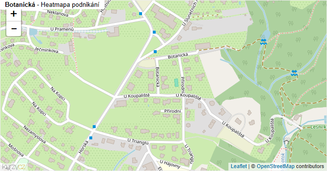 Botanická - mapa podnikání