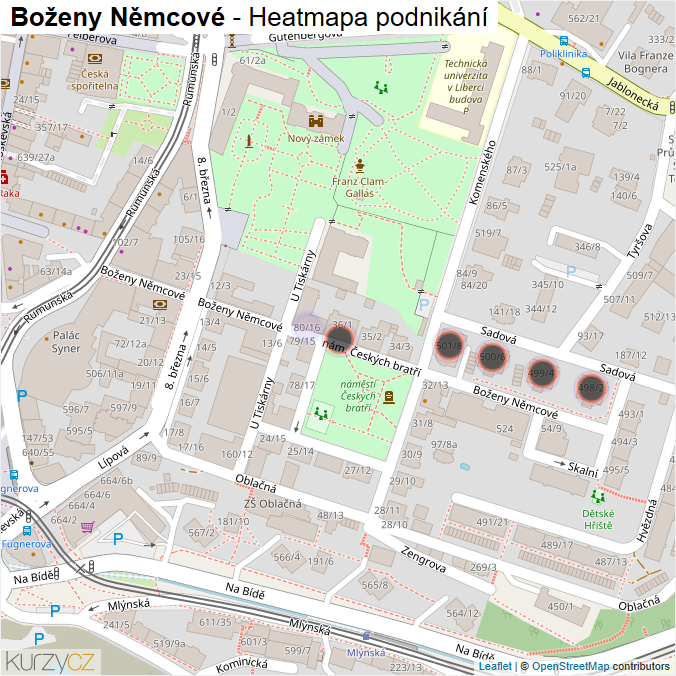 Mapa Boženy Němcové - Firmy v ulici.
