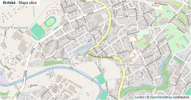 Brdská - mapa ulice