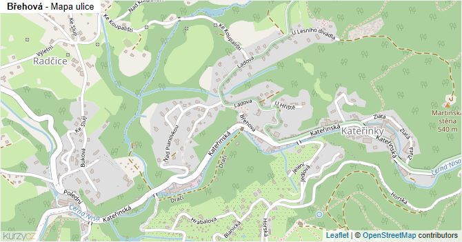 Břehová - mapa ulice