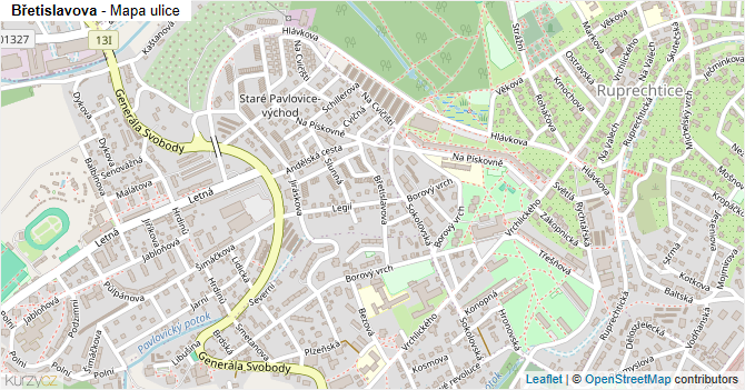 Břetislavova - mapa ulice