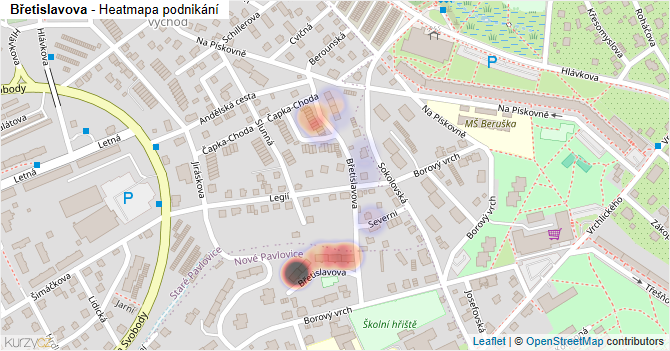 Břetislavova - mapa podnikání
