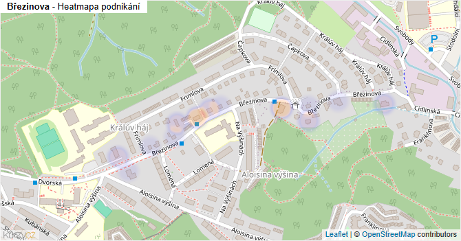 Březinova - mapa podnikání