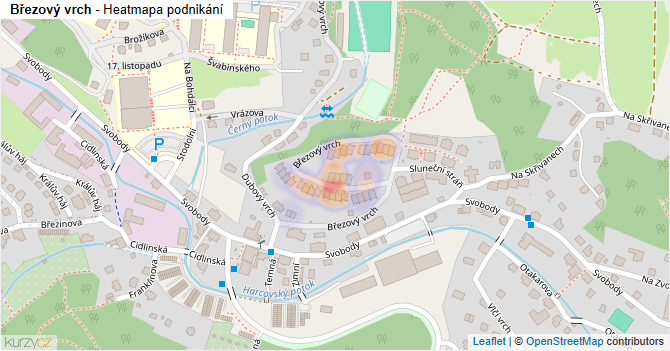 Březový vrch - mapa podnikání