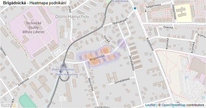 Brigádnická - mapa podnikání